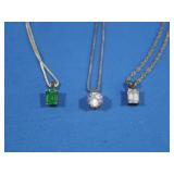 3 Sterling Necklaces w/Pendants, 1 needs clasp