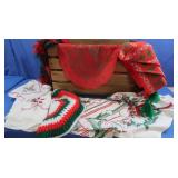 Christmas Linens, Crate on Wheels-NWT