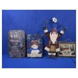 Painted Slate&Resin, Metal Santa