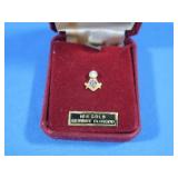 10K Masonic Tie Tac w/dia, .05 ct., .5 gr