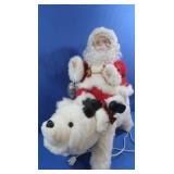 Plush Mechanical moving Santa on Polar Bear-works