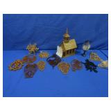 Wood Ornaments,Russian Painted Egg,Wood Church,