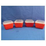 4 Vintage Pyrex Red Fridge-mates #501B w/lids