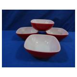 4 Vintage Pyrex Red #410 Berry Bowls