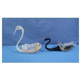 Handblown Glass Swans-Beaks Chipped