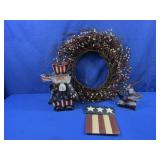 Patriotic Grapevine Berry Wreath,Decor