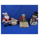 Painted Ceramic Santa,Mrs Claus,2 Figurines