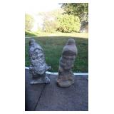 2 Cement Gnome Statues