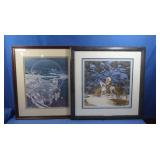 2 Framed pics of Indian&Scenery,signed