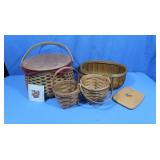 4 Baskets, 2 Longaberger 1 lidded w/divider tray
