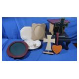 2 Small Wooden Stools 11x9x8" &