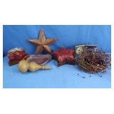 Metal Stars,Candles,Berry&Twig Wreath&More