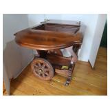 Wheeled Wooden Serving Cart w/Folding Top=has