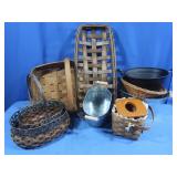 Various Wood,Metal&Wicker Baskets