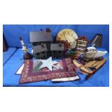 Wooden House Models,Small Sleigh,Santa&Snowman