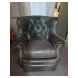 Faux Leather Overstuffed Arm Chair