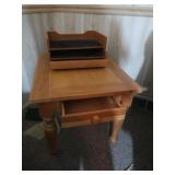 Wooden End Table,23x27x21" w/drawer&Leather Bound