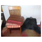 Vintage Wooden Chair w/Cushions,Lap Table