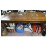 Wooden Table 72x36x30" w/6 drawers(contents