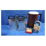 Metal Cheese Graters, Plastic Pitcher,Mason Jar