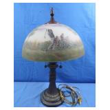 Ornate Metal Base Reverse Painted Lamp