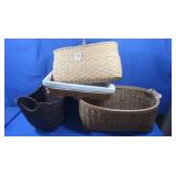 4 Large Wicker Baskets(largest 23x18.5")