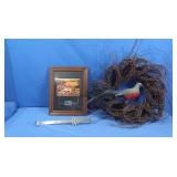Framed Country Print&10 cent Stamp&Twig Wreath