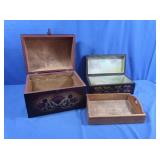 2 Decorative Wood Boxes,12x9x9.5"&12x6x5"