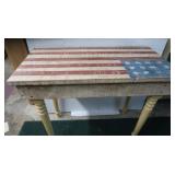 Wooden Table w/Handpainted Top 35.5x18.5"