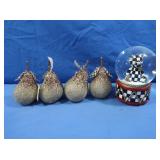 McKenzie Child Checkerboard Bear Snowglobe&4