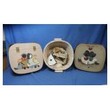 Wicker Baskets w/handpainted tops&&contents(Small