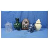 Ceramic Vases, Mantel Clock, glass Canister&More