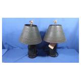 2 Punched tin Table Lamps 21"