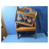 Wooden Step Stool&Wooden Magazine Rack