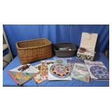 Lot of Art Supplies in Wicker Basket