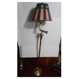 Brass Floor Lamp w/Patriotic Shade 57"h,Fireplace