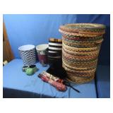 Braided Rug Basket w/lid 21"H, Plastic&Metal