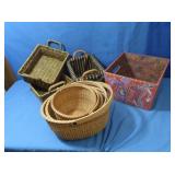 6 Wicker Baskets&Decorative box