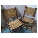2 Hans Wegner-Style Folding Rope Lounge Chairs