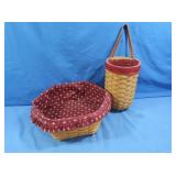 2 Longaberger Baskets, 1 cloth lined