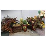 Floral Arrange in Metal&Wicker Baskets
