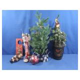2 Pine Trees 22"&23"H, Angel w/candle lite & more