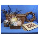Wicker Baskets,Floral Arrange, Paper Shreds&more