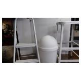 2 Metal Stools, 14x14x30"&16x18x36.5"&Lidded