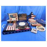 Patriotic Decor Dishes,Ashtray,TableCloth&more