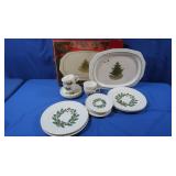 Christmas Ironstone Dinnerware for 4(cup broken