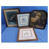 4 Framed pics, religious, trout& 2 by P.Buckley