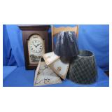 Standing Clock 13x4x23"&Lamp Shades, 9.5,10&12"