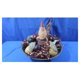 Wooden Santa/Bowl/Fruit&Berry Centerpiece