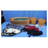 3 Wicker Baskets-2 Longaberger,Wreath